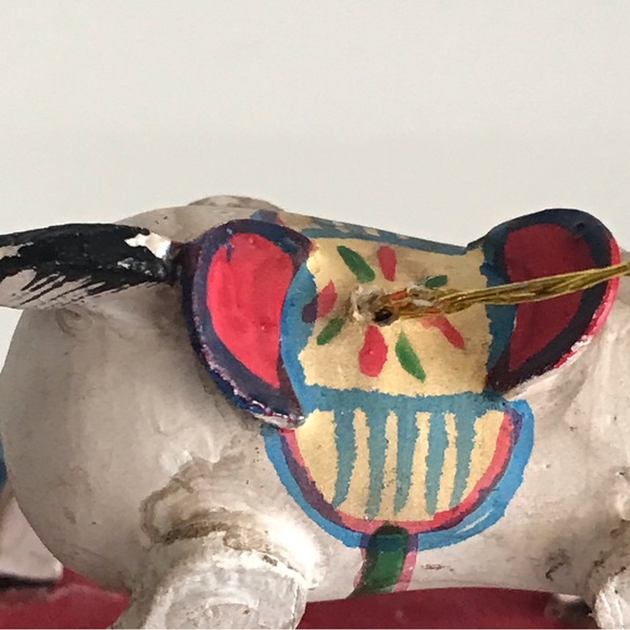 Wooden Miniature Artisan Goat on Wheels Hand Painted Christmas Ornament - VTG - Picture 6 of 13